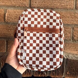 Brixley Brown Checkered Crossbody Bag